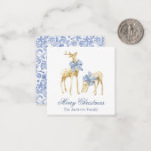 水の色クリスマスブルーチャイノアイセリーボウトナカイ ノートカード (正面/裏面インサイチュ)