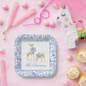 水の色クリスマスブルーチャイノアイセリーボウトナカイ ペーパープレート (パーティー)