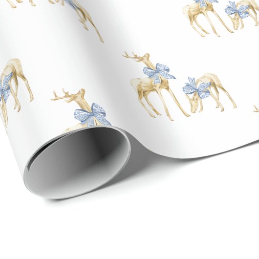 水の色クリスマスブルーボウチャイノワジェリートナカイ ラッピングペーパー (ロールコーナー)