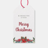 水の色クリスマスプレゼントラベル |冬の赤い花 ギフトタグ (正面)