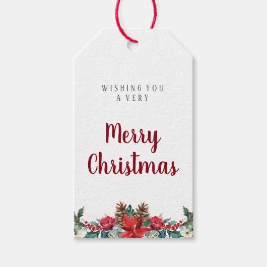 水の色クリスマスプレゼントラベル |冬の赤い花 ギフトタグ (正面)