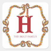 水の色クリスマスプレッドボウガーランドギフト スクエアシール (正面)