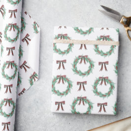 水の色クリスマスプレッドボウガーランド ラッピングペーパー