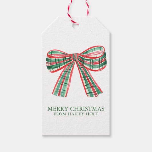 水の色クリスマスプレッドボウ ギフトタグ (正面)