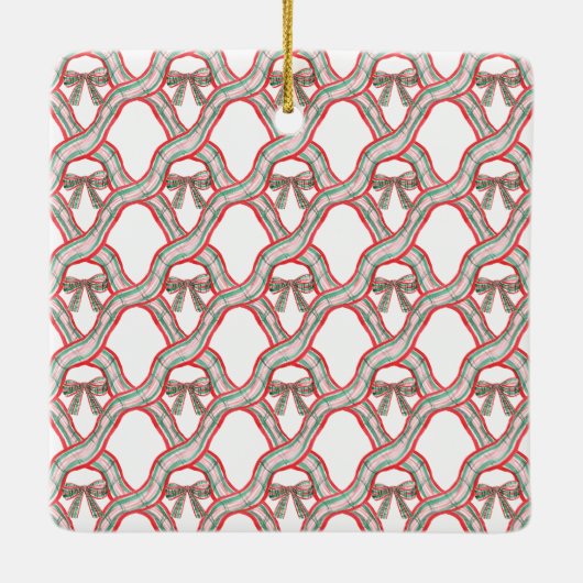 水の色クリスマスプレッドボウ セラミックオーナメント (裏面)