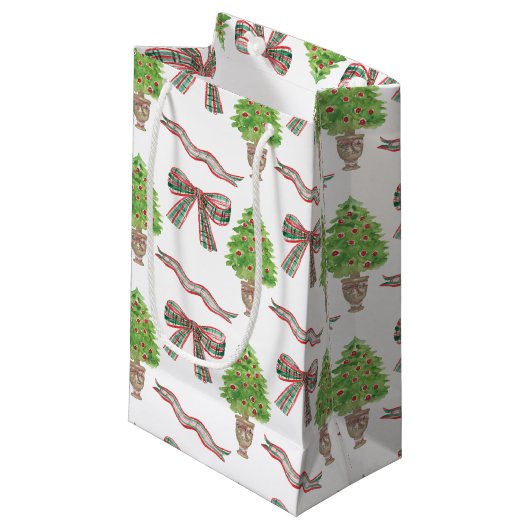 水の色クリスマスプレッドボウ&トピアリー スモールペーパーバッグ (正面アングル)