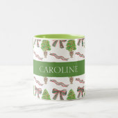 水の色クリスマスプレッドボウ&トピアリー ツートーンマグカップ (中央)