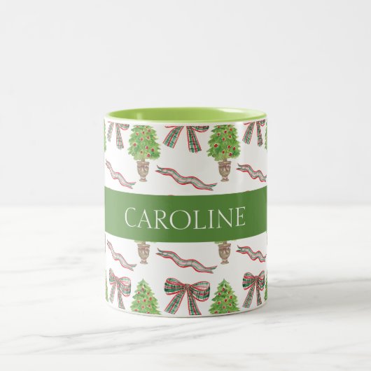 水の色クリスマスプレッドボウ&トピアリー ツートーンマグカップ (中央)