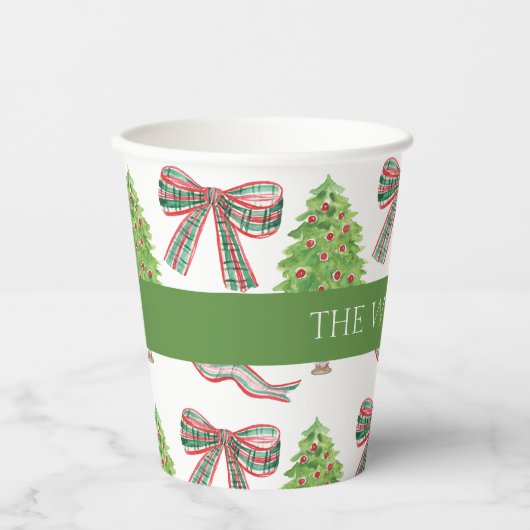 水の色クリスマスプレッドボウ&トピアリー 紙コップ (正面)