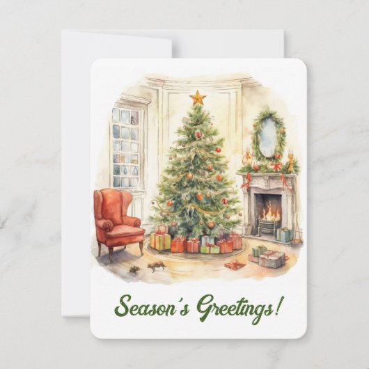 水の色クリスマスホリデーカード シーズンカード (正面)