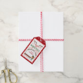 水の色クリスマスホリデーサンタからのギフトプレス ギフトタグ (より糸付き)