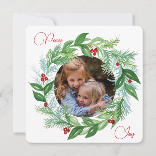 水の色クリスマスホリデーフォトリース平和 シーズンカード (正面)