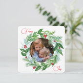 水の色クリスマスホリデーフォトリース平和 シーズンカード (スタンド正面)