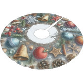 水の色クリスマスホリデーモチーフ ブラッシュドポリエステルツリースカート (アングル)