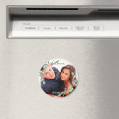 水の色クリスマスホリーすてきカップルの写真 マグネット (インサイチュ (食洗機))