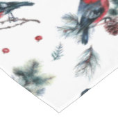 水の色クリスマスホリーとブルフィンチパターン テーブルクロス (アングル)