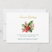 水の色クリスマスホリーホリデーカード シーズンカード (正面)