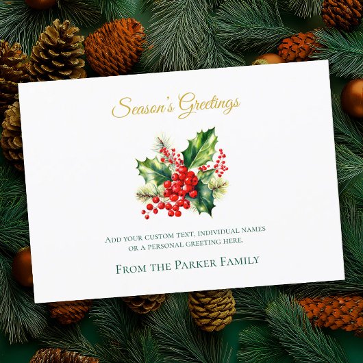 水の色クリスマスホリーホリデーカード シーズンカード