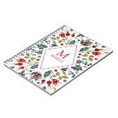 水の色クリスマスホリーモノグラム ノートブック (左側)