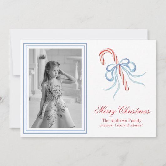 水の色クリスマスボウキャンディーケーン写真 シーズンカード (正面)