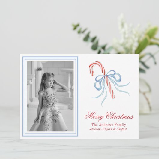 水の色クリスマスボウキャンディーケーン写真 シーズンカード (スタンド正面)