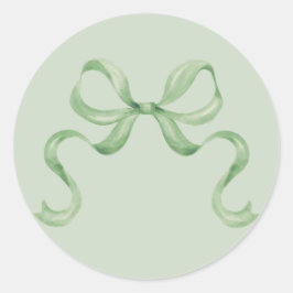 水の色クリスマスボウステッカー – 緑 ラウンドシール