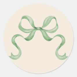 水の色クリスマスボウステッカー – 緑 ラウンドシール