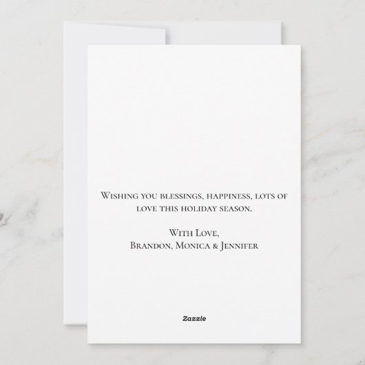 水の色クリスマスボーメリーブルと明るい シーズンカード (裏面)