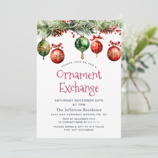 水の色クリスマスボールオーナメント交換Invite 招待状 (スタンド正面)
