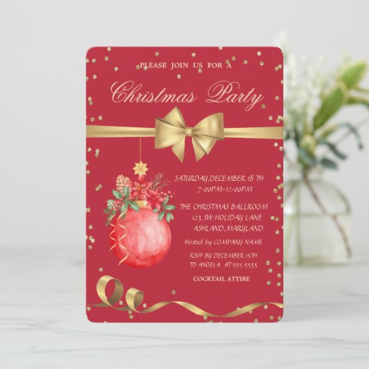 水の色クリスマスボールクリスマスパーティー 招待状 (スタンド正面)