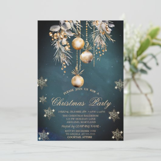 水の色クリスマスボールスノーフレーク会社 招待状 (スタンド正面)