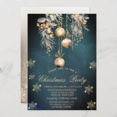 水の色クリスマスボールスノーフレーク会社 招待状 (正面/裏面)