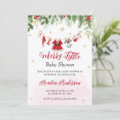 水の色クリスマスメリー小さな女の子ベビーシャワー 招待状 (スタンド正面)