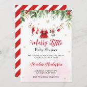 水の色クリスマスメリー小さな女の子ベビーシャワー 招待状 (正面/裏面)