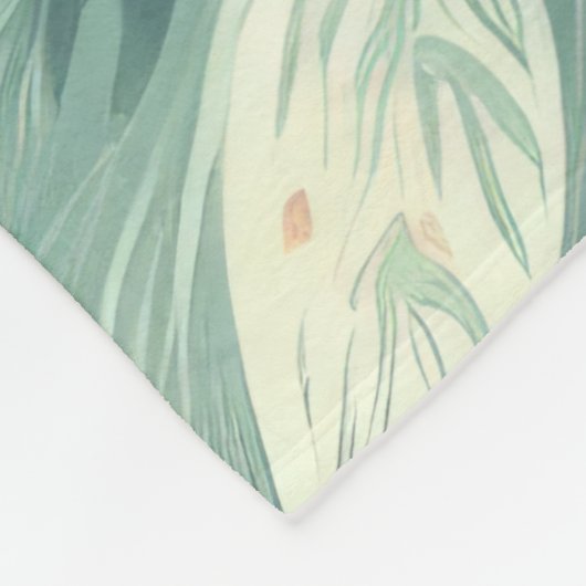 水の色クリスマスモチーフホリデーウィムシーグリーン フリースブランケット (角)