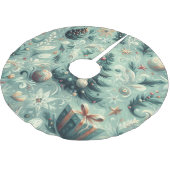 水の色クリスマスモチーフホリデーウィムシーグリーン ブラッシュドポリエステルツリースカート (アングル)