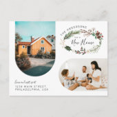 水の色クリスマスリース新しいホームファミリーフォト 案内ポストカード (正面)