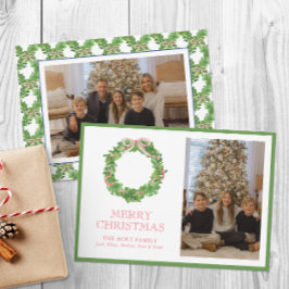 水の色クリスマスレッドストライプのボウリース写真 シーズンカード