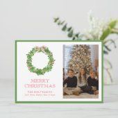 水の色クリスマスレッドストライプのボウリース写真 シーズンカード (スタンド正面)