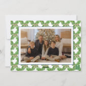 水の色クリスマスレッドストライプのボウリース写真 シーズンカード (裏面)