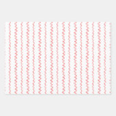 水の色クリスマスレッドボウストライプのガーランド ラッピングペーパーシート (正面3)