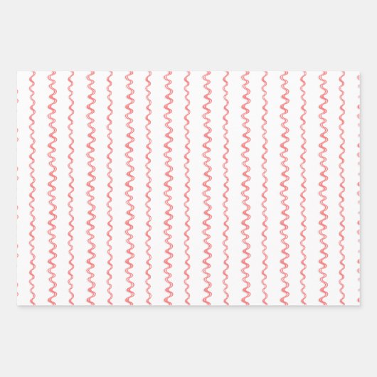 水の色クリスマスレッドボウストライプのガーランド ラッピングペーパーシート (正面3)