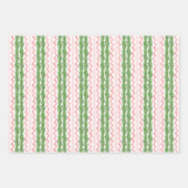 水の色クリスマスレッドボウストライプのガーランド ラッピングペーパーシート (正面2)