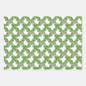 水の色クリスマスレッドボウストライプのガーランド ラッピングペーパーシート (正面)