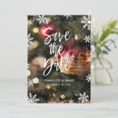 水の色クリスマス冬の日付カードを保存 セーブザデート (スタンド正面)