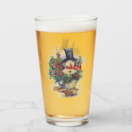 水の色クリスマス冬雪だるまツリーの枝Ne タンブラーグラス (ドリンク正面)