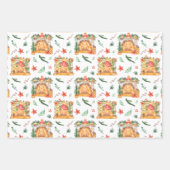 水の色クリスマス暖炉もみのプレゼント格言 ラッピングペーパーシート (正面)