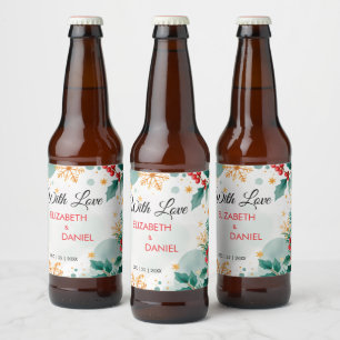 水の色クリスマス結婚のビールボトルラベル ビールラベル