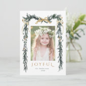 水の色クリスマス縁どフォトホリデーカード シーズンカード (スタンド正面)