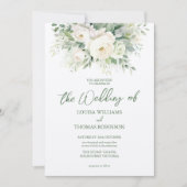 水の色クリーム牡丹&バラ結婚式の招待 招待状 (正面)